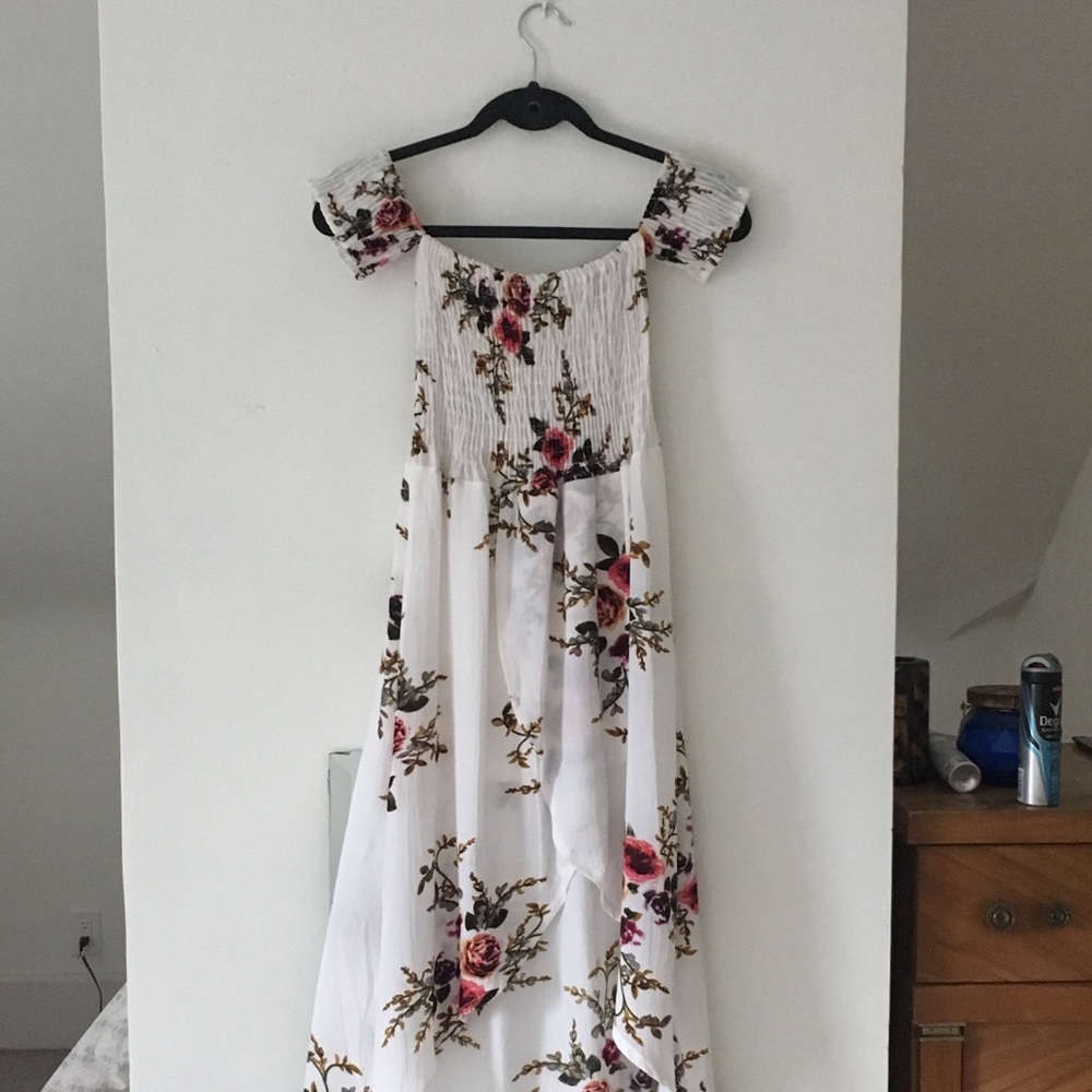 High-low sun dress- white and floral